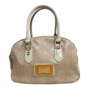 Roccobarocco Beige Gold Textured Satchel Chain Crossbody Bag Medium